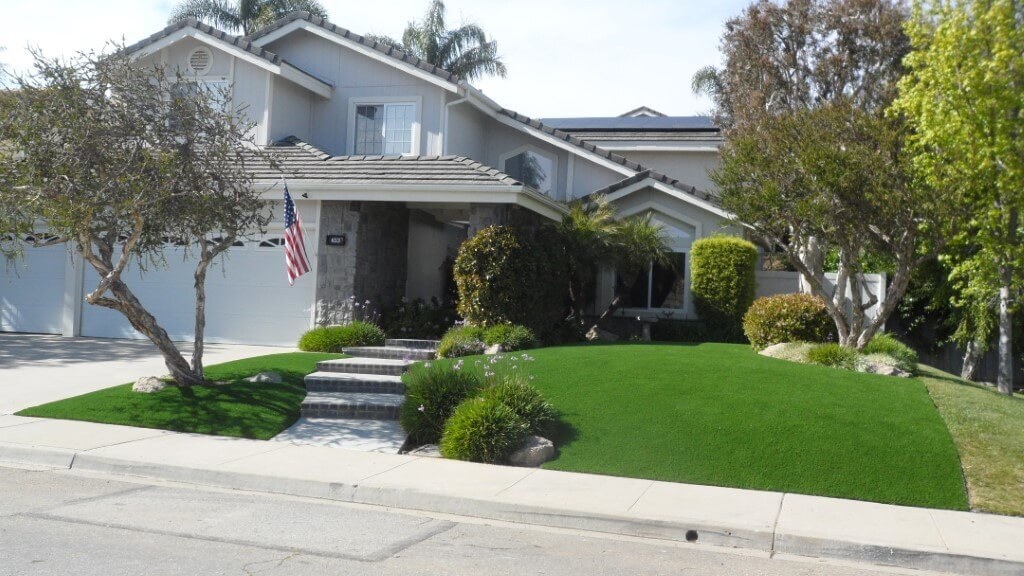 artificial grass in a residential front lawn