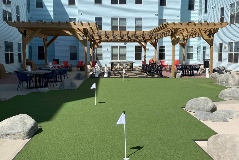 Commercial putting green installed by Nevada artificial grass