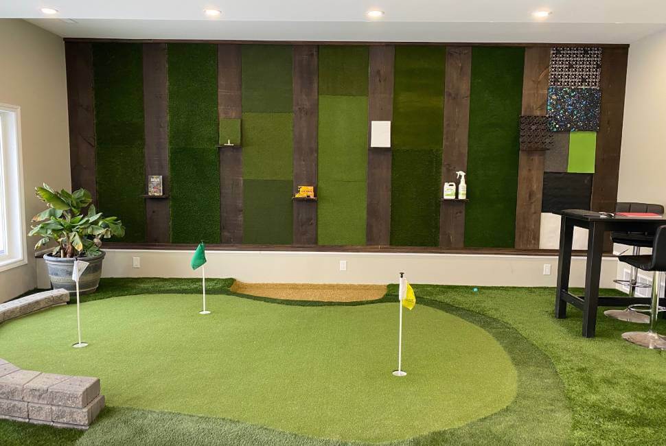 Indoor putting green installed by Nevada Artificial Grass