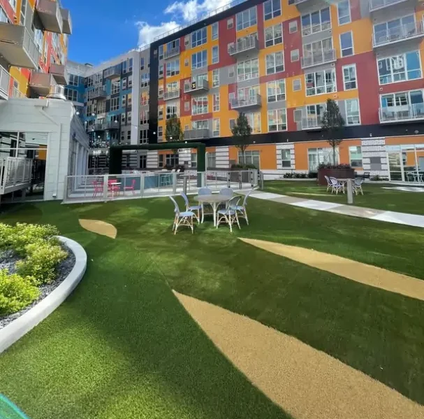 Apartment artificial grass common area