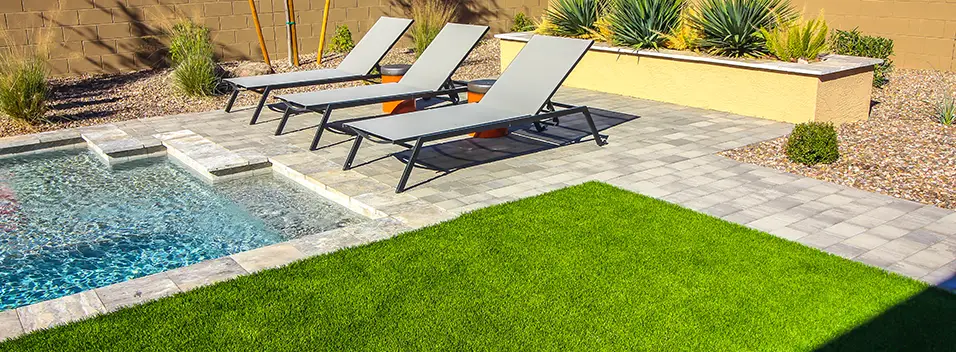 Artificial grass pool area installed by Nevada Artificial Grass