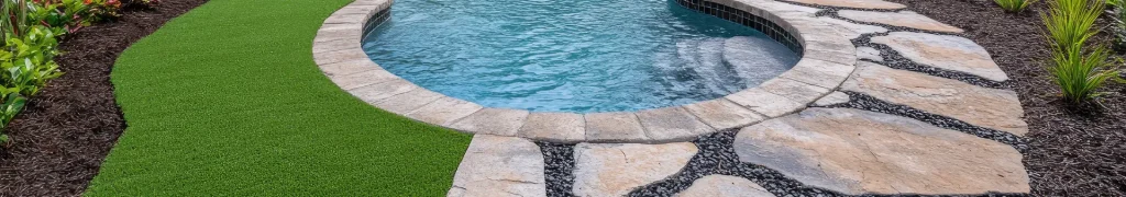 Artificial grass pool area from Nevada Artificial Grass